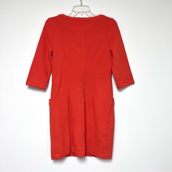 Boden Coral Orange Jasmine Ottoman Ribbed Pocket Mod Shift Dress - Picture 4 of 9